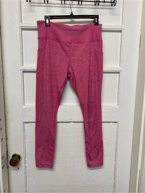 Members mark Pink Heathered Athletic Capri Leggings with Pockets WOMENS size L